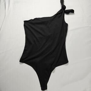 Gaze Black One Shoulder Bodysuit Womens Small Asymmetrical Stretch Top